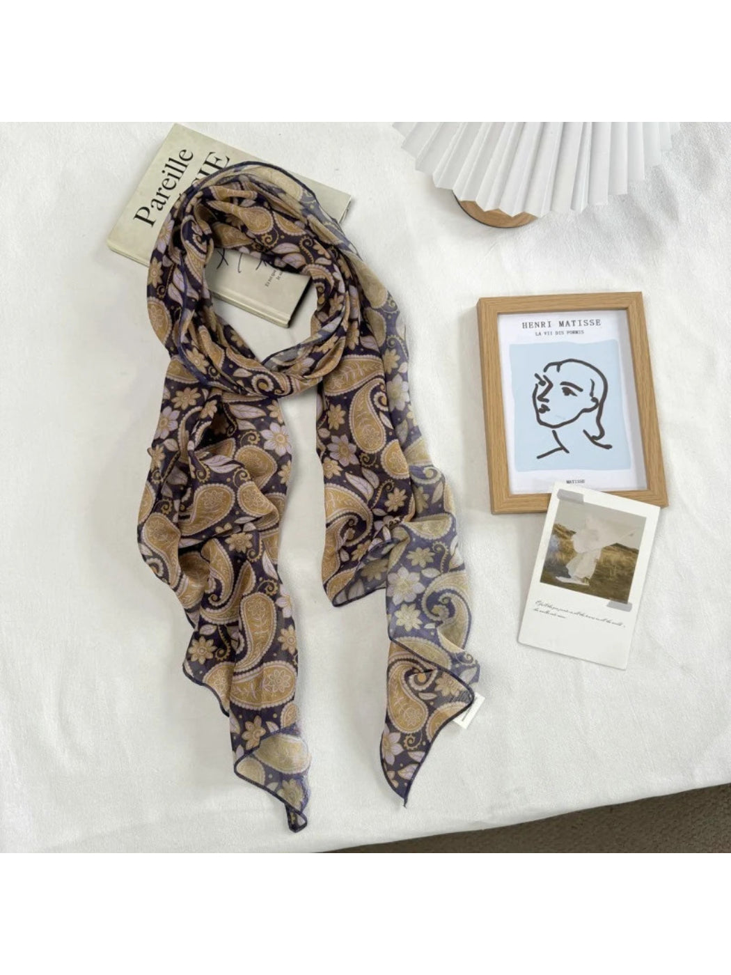Scarvii - Vintage Pattern Sheer Print Scarf