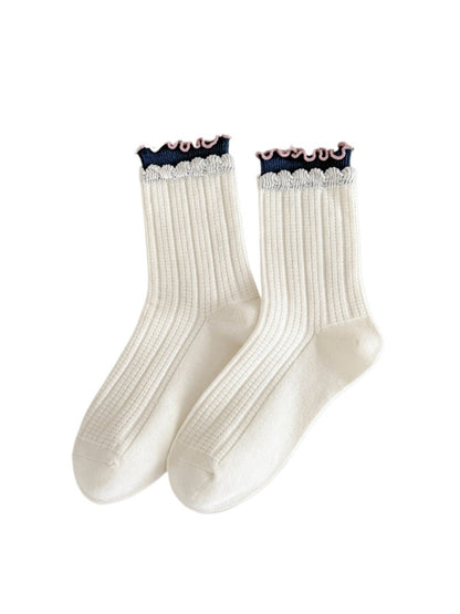 Rufia - Ribbed Layered-Ruffle Crew Socks