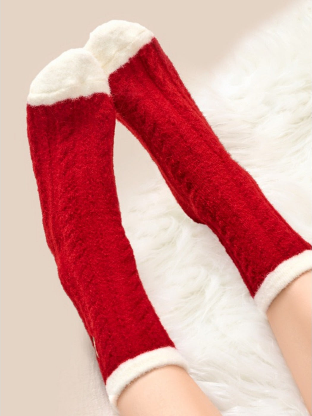 Rufia - Red & White Christmas Vibe Mid-Calf Socks