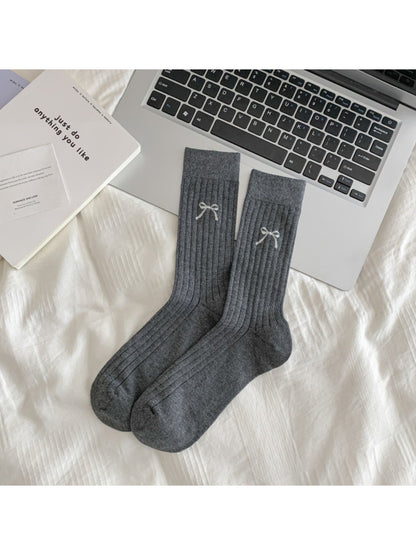 Rufia - Soft Rib Knit Bow Crew Socks