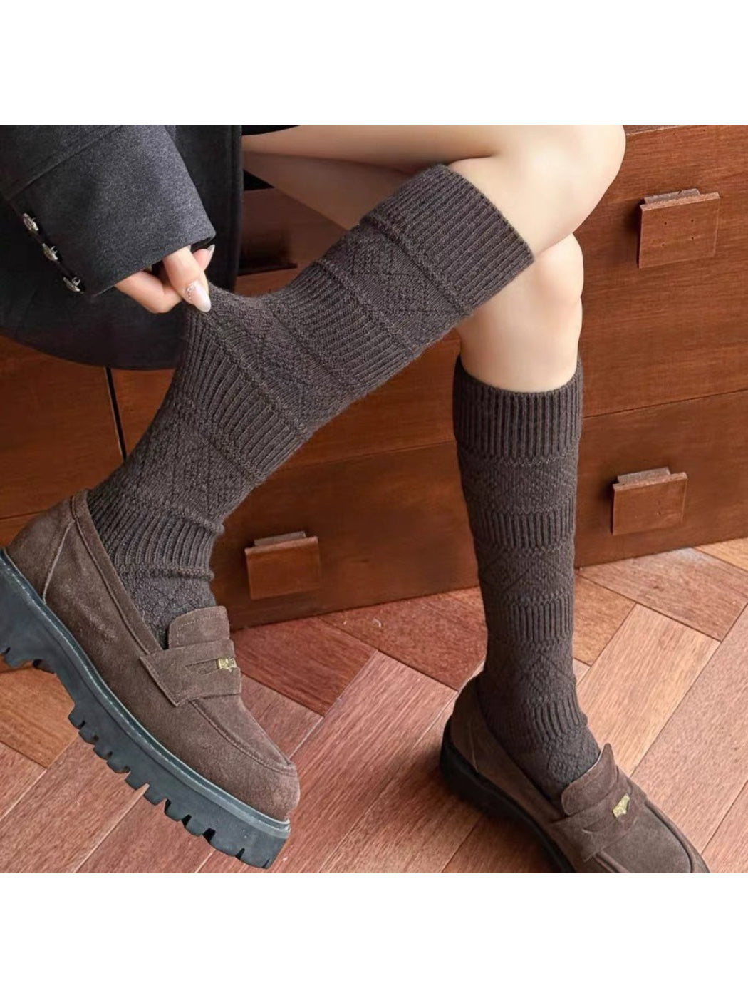 Rufia - Textured Knit Knee High Socks