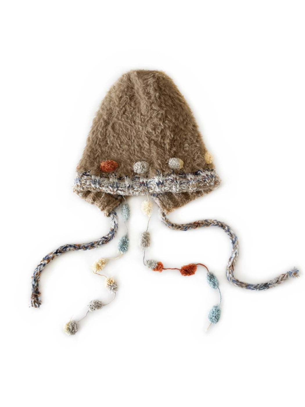 Haila - Winter Knitted Beanie with Pompom & Tassel Braids