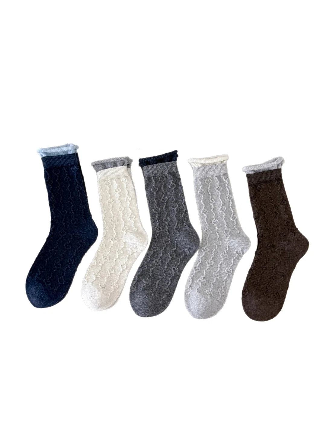 Rufia - Looped Chain Contrast Cuff Crew Socks