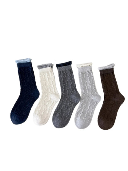 Rufia - Looped Chain Contrast Cuff Crew Socks