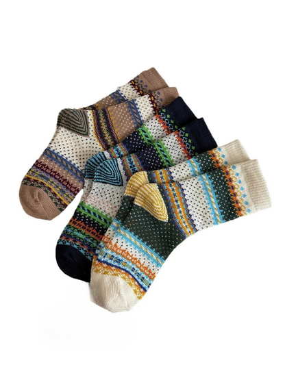 Rufia - Geometric Band Ribbed-Cuff Crew Socks
