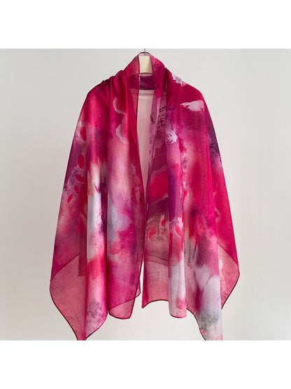 Scarvii - Watercolor Plant Print Summer Wrap Scarf