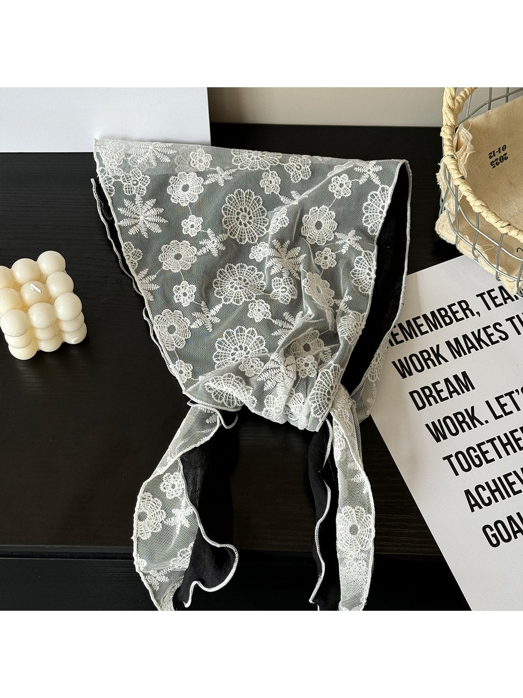 Scarvii - Floral Lace Embroidery Double Layer Triangle Scarf