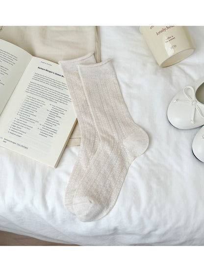 Rufia - Simple Solid Color Women's Crew Socks
