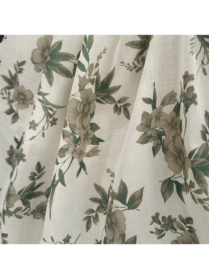 Scarvii - Botanical Print Colorblock Edge Square Scarf