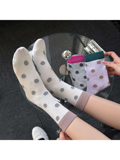 Rufia - Polka Dot Color Block Crew Socks