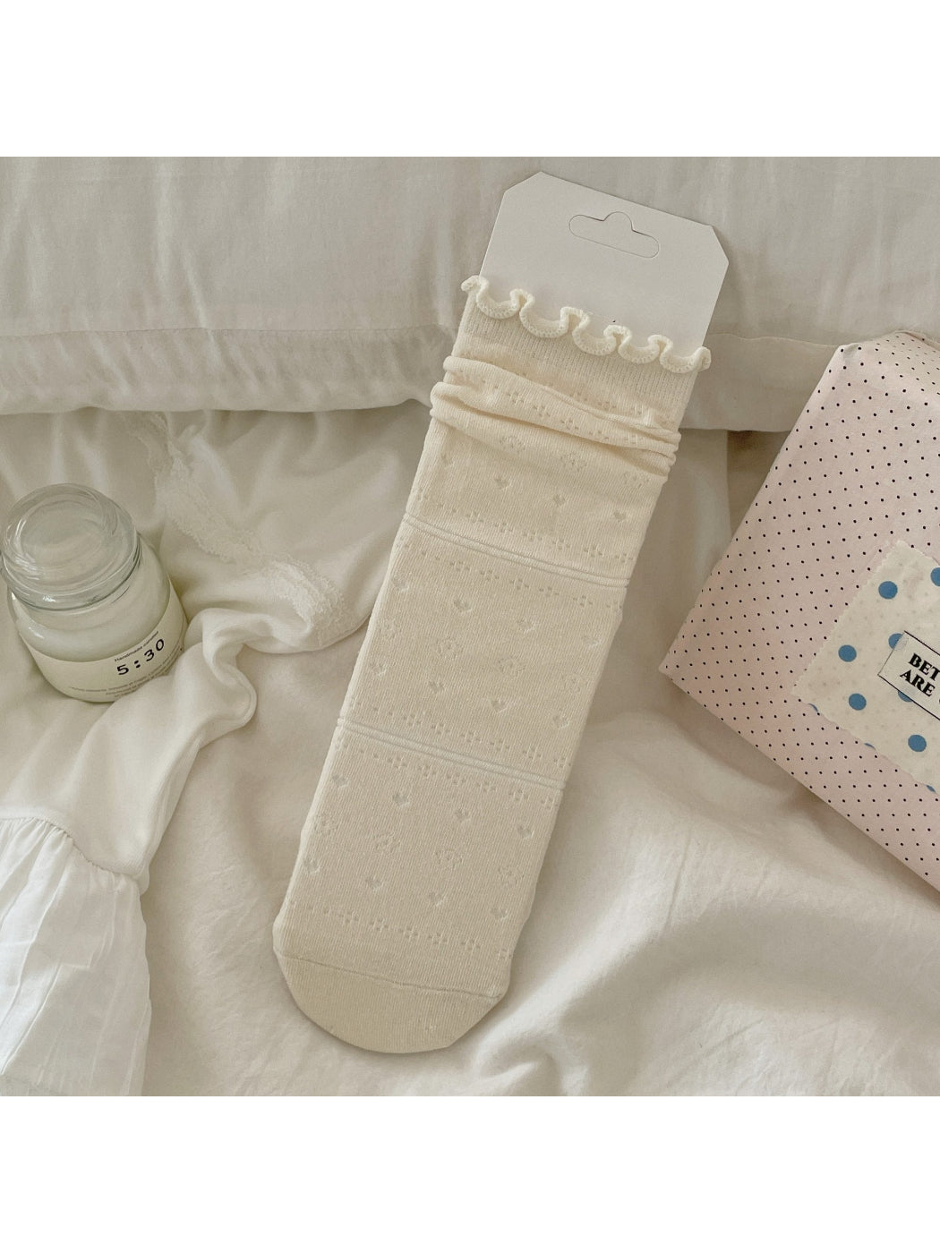Rufia Lace Ruffle Mesh Mid Calf Socks product image