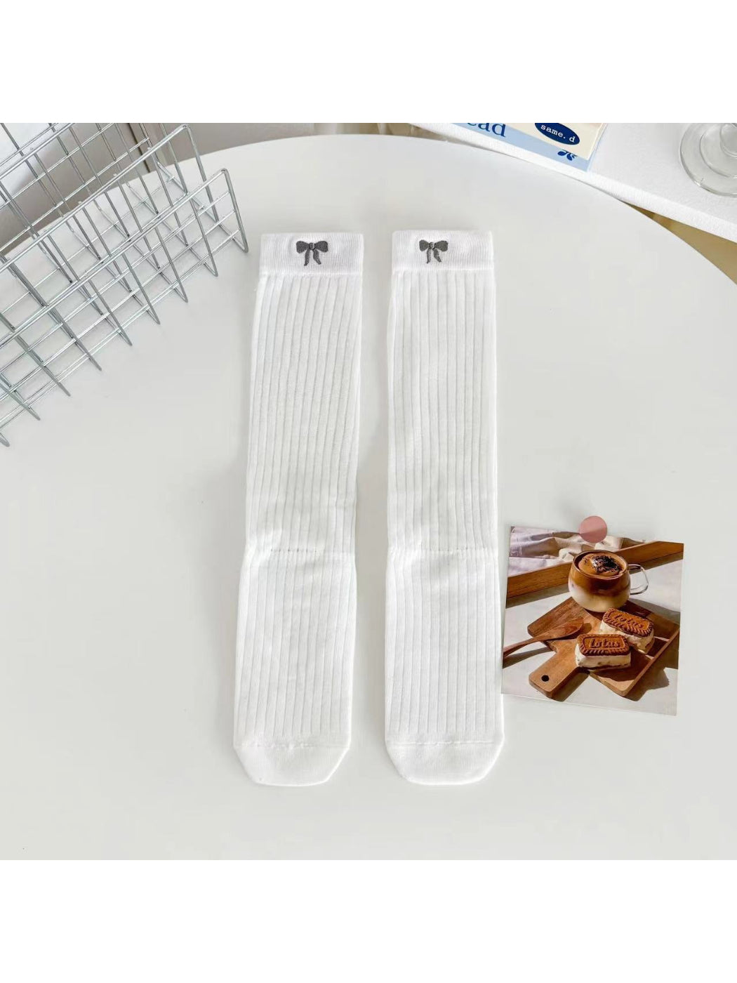 Rufia - Bow Embroidered Ribbed Crew Socks product image 6