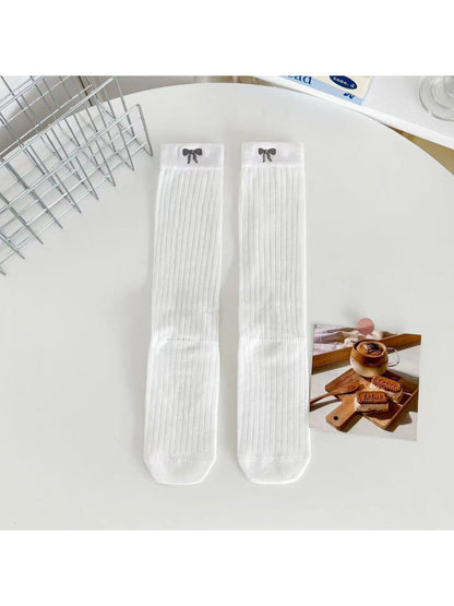 Rufia - Bow Embroidered Ribbed Crew Socks product image 6