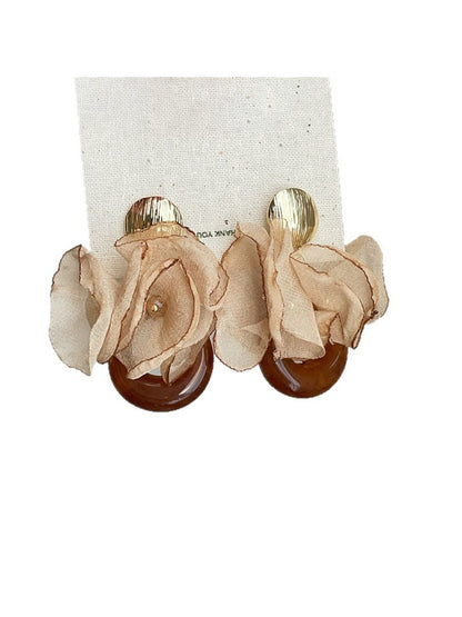Earwish - Chiffon Flower Shaped Chic Earrings