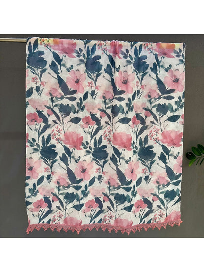 Scarvii - Lightweight Floral Print Tassel Wrap Scarf