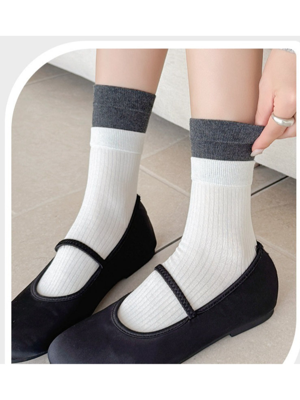 Rufia - Color Block Knit Crew Socks