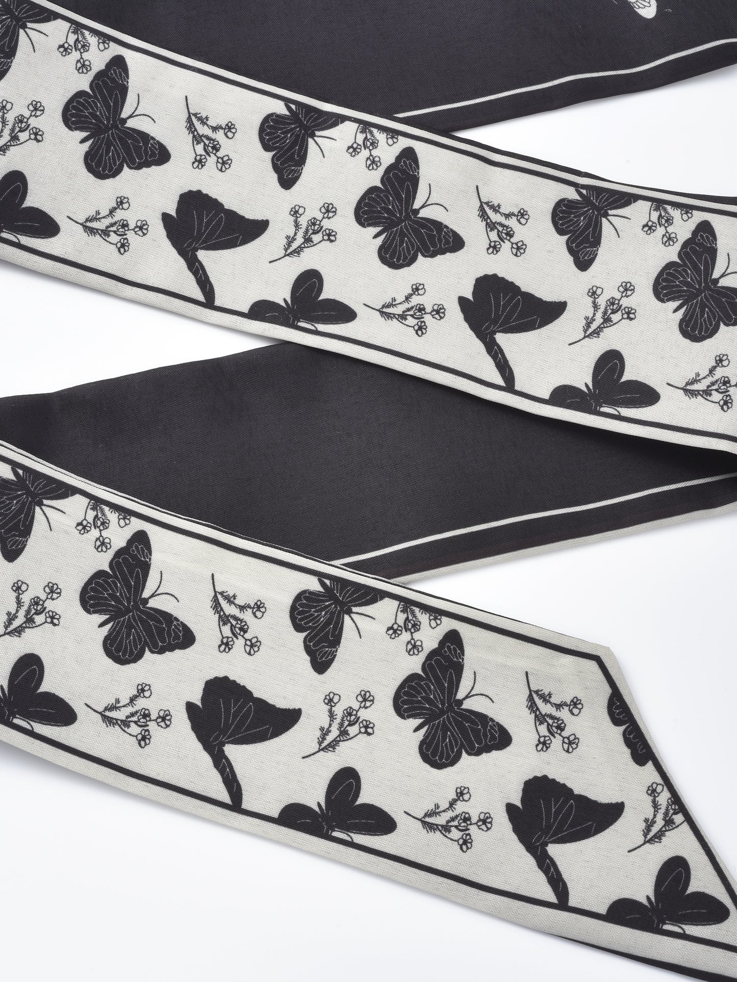 Scarvii - Vintage Butterfly Motif Skinny Scarf