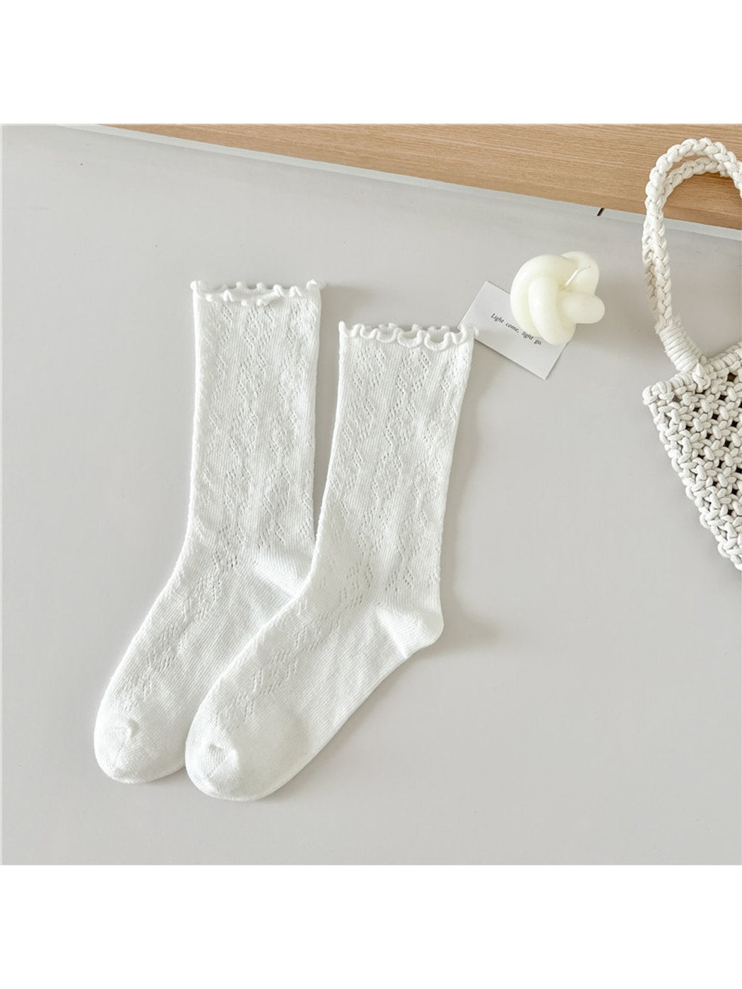 Rufia - Ruffle Trim Mesh Socks