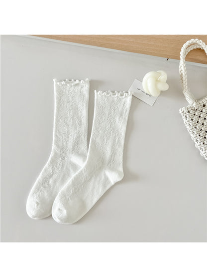 Rufia - Ruffle Trim Mesh Socks