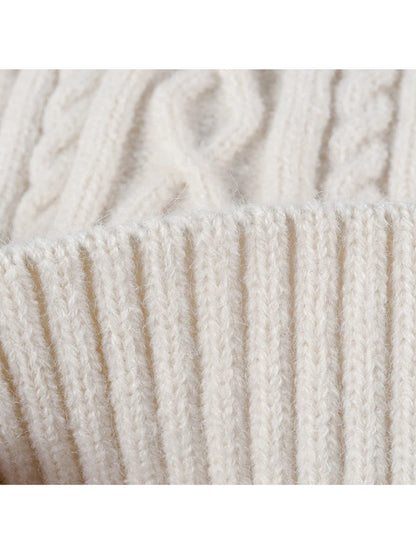 Haila - Cable-Knit Fleece-Lined Pom-Pom Beanie