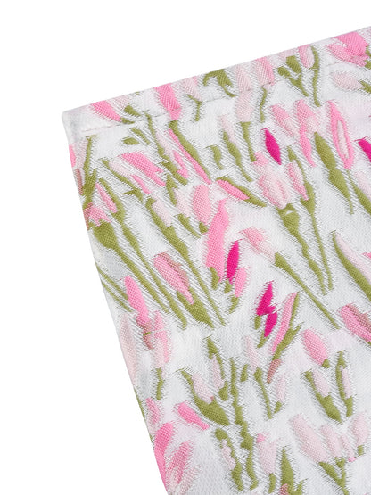 Cosbai – Tulip & Cherry Embossed Canvas Makeup Bag