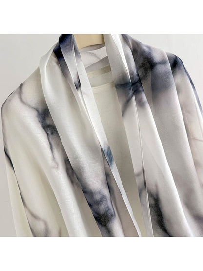 Scarvii - Ink Floral Printed Summer Wrap Scarf