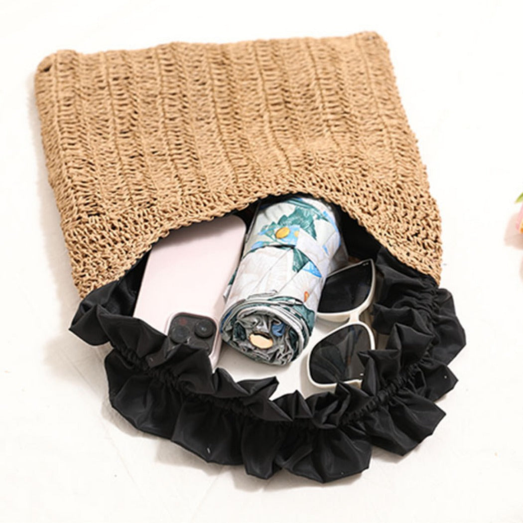 Cosbai - Ruffle Trim Crochet Sling Bag - Vintage & Chic