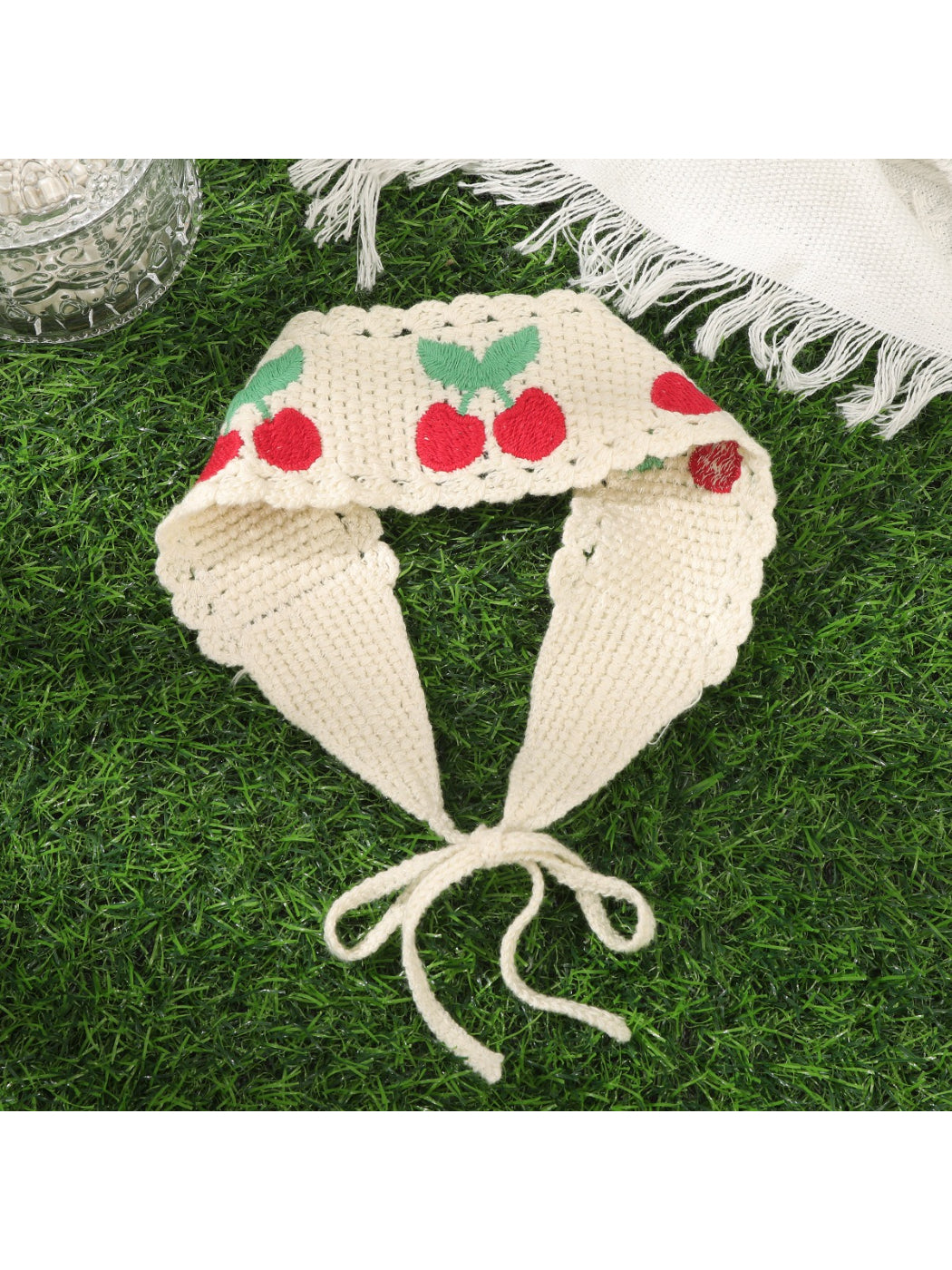 Scarvii Cherry Crochet Tie Headband