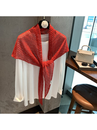 Scarvii - Solid Color Openwork Triangle Bandana