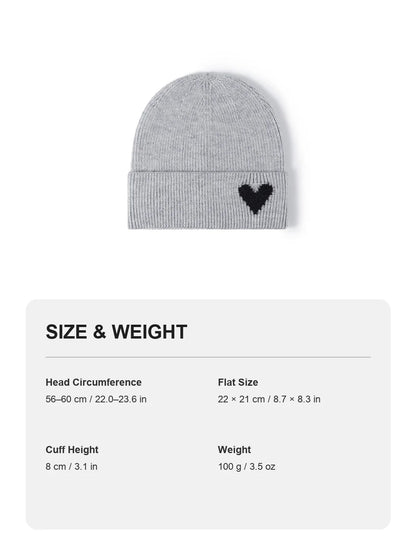 Haila - Heart Accent Cuffed Knit Beanie