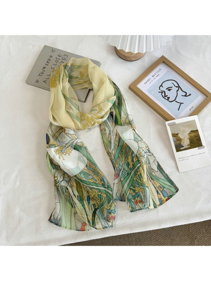 Scarvii - Fresh Floral Printed Lightweight Scarf