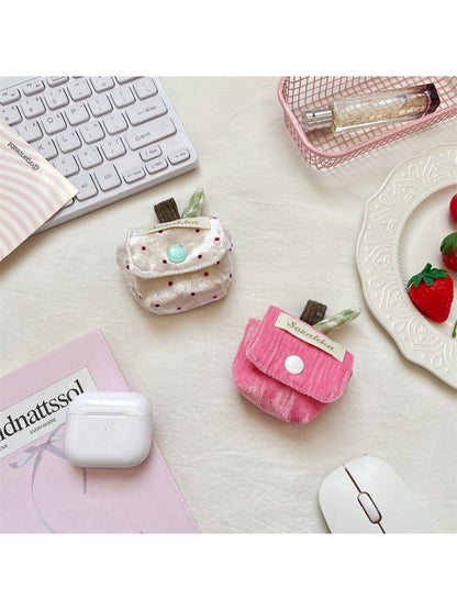 Cosbai cute plush mini earbuds pouch bag in light pink color