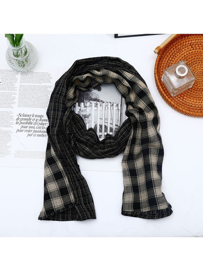 Scarvii - Geometric Plaid Rectangular Long Scarf