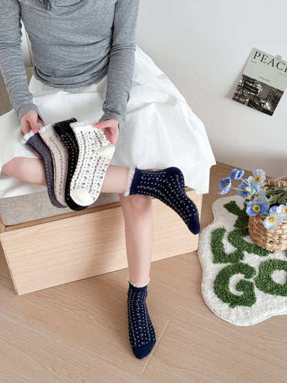 Rufia - Lace Stripe Floral Mid-Calf Socks product image 7