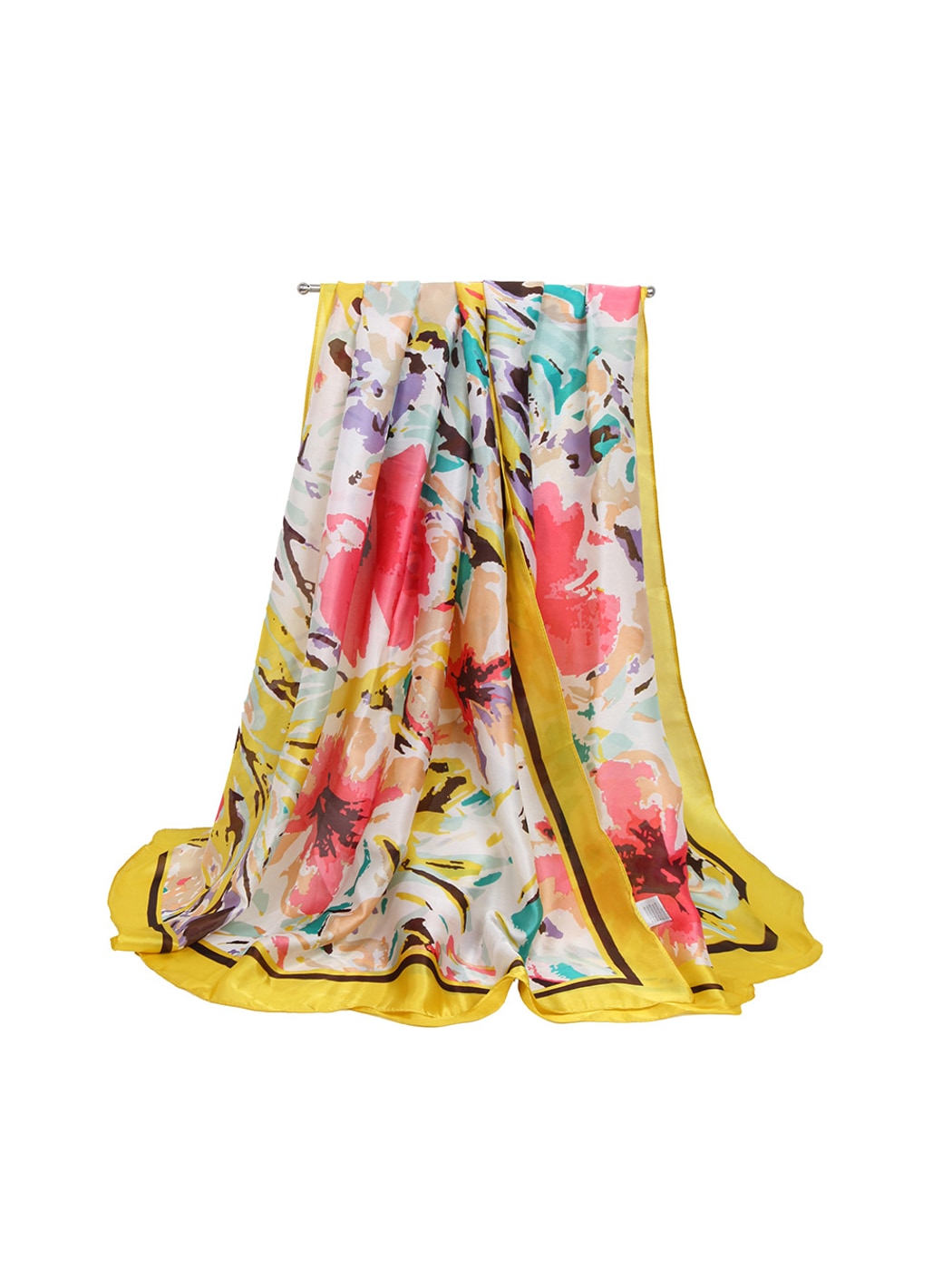 Scarvii - Retro Border Floral Print Scarf