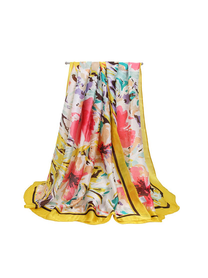 Scarvii - Retro Border Floral Print Scarf