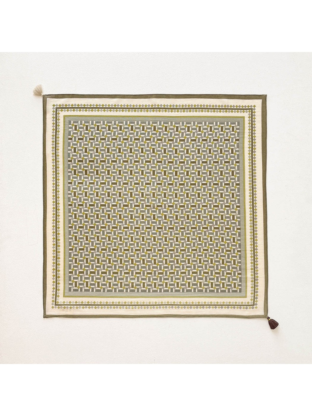 Scarvii - Fresh Green Geometric Print Square Scarf