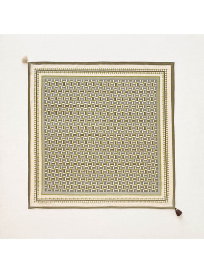 Scarvii - Fresh Green Geometric Print Square Scarf