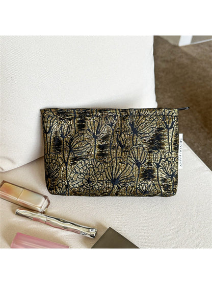 Cosbai - Antique Style Floral Zip Pouch Bag