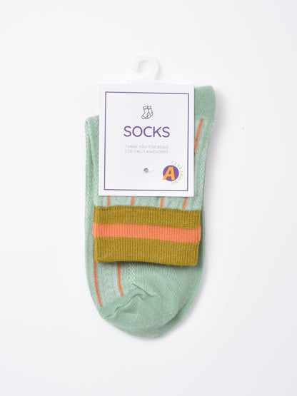 Rufia - Colorblock Mesh Knit Mid Calf Socks