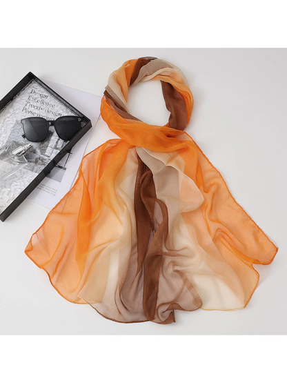 Scarvii - Gradient Color Block Sheer Scarf