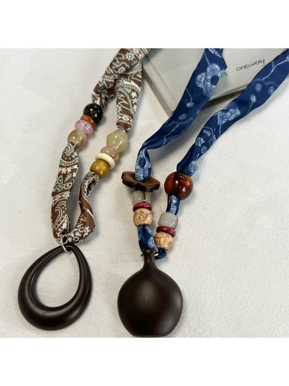 Scarvii - Retro Paisley Beaded Pendant Necklace