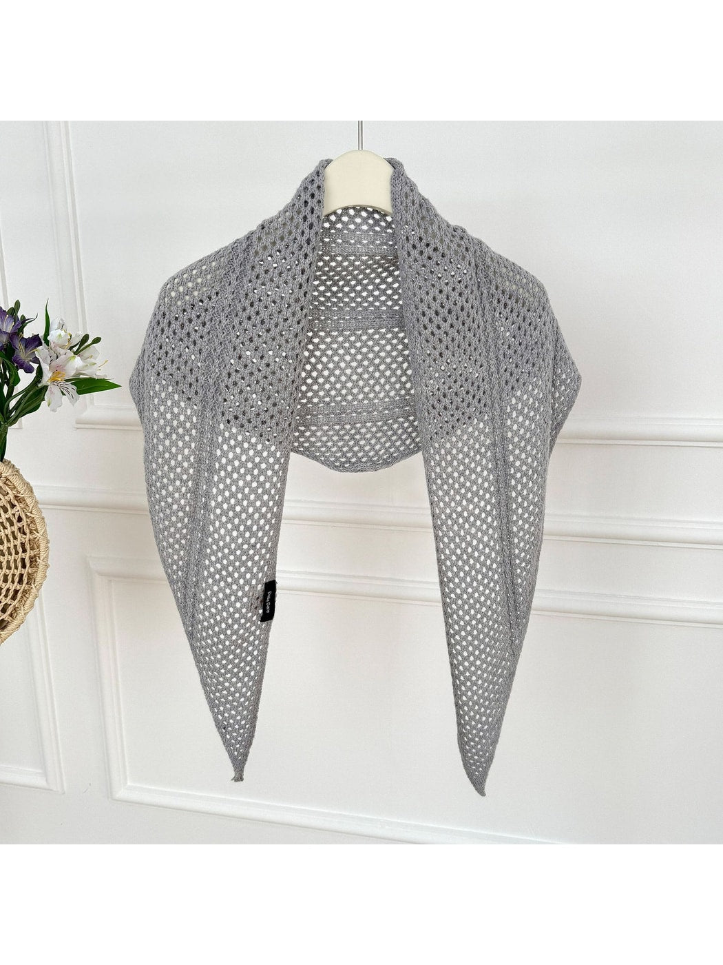 Scarvii - Openwork Mesh Knit Triangle Scarf