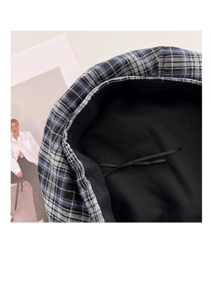 Haila - Plaid Patch Casual Beret Hat