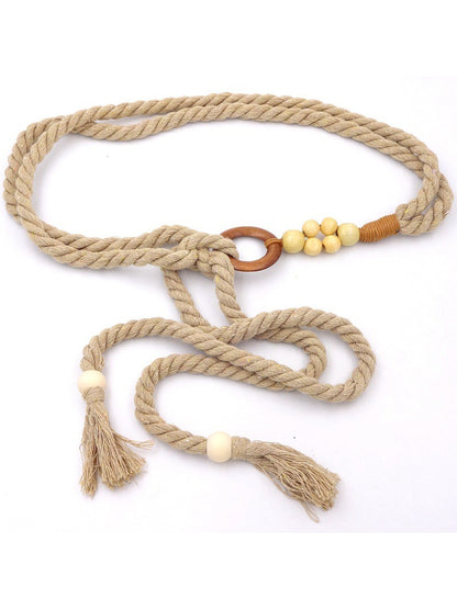 Beco Vibrant Braided Beads Ring Detail Waist Belt color options including Black, White, Yellow