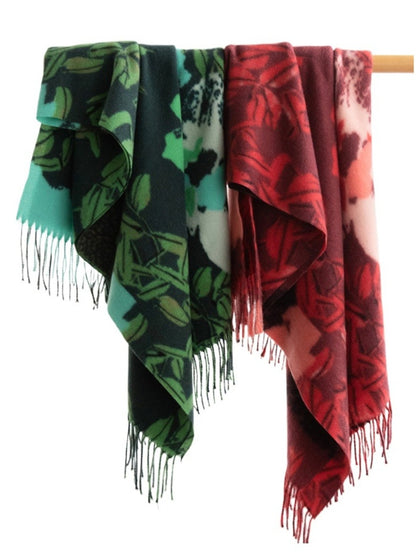 Scarvii - Thick Leaf Print Winter Scarf & Shawl