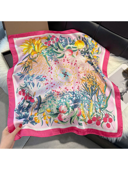 Scarvii - Floral Fruit Illustration Square Scarf