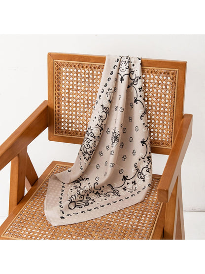 Scarvii - Elegant Paisley Printed Border Square Scarf