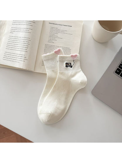 Rufia - Cute Cartoon Heart Pattern Ankle Socks