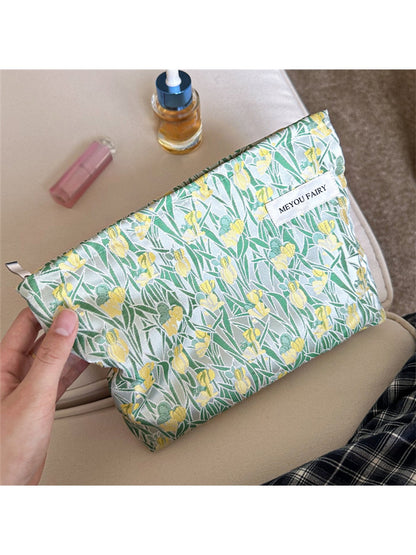 Cosbai - Floral Pattern Cosmetic Organizer Bag